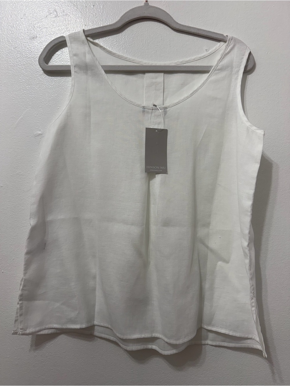 NWT HINSON WU LUXE LINEN HOLLY White Linen Blend Sleeveless Tank